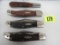 (4) Larger Sized Folding Knives (2- Case Xx, 2- Kabar)