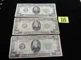 (3) 1934 Us $20 Federal Reserve Notes