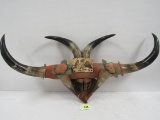 Outstanding Antique Bull Horn Folk Art Coat Rack