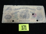 Rare 1867 Macon & Brunswick Railroad $1 Note