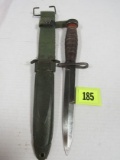 Vintage Us Leather Handle M-1 Carbine Bayonet W/ M8a1 Scabbard