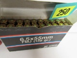 Full Nos Box (20 Rds) 6.5x55 Swedish Mauser Ammo Fmj (yugo)