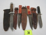 Lot (4) Antique Fixed Blade Knived In Sheaths Incl. Imperial