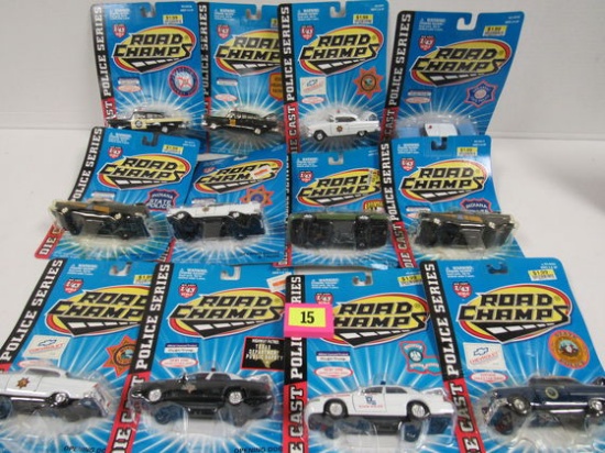 Lot (12) Road Champs 1/43 Diecast Police Cars