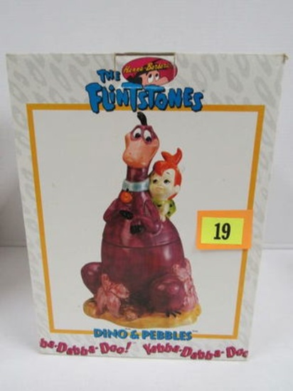 Hanna Barbera Flintstones Dino & Pebbles Cookie Jar Mib