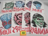 Lot (8) Asst Iron On T-shirt Transfers Universal Monsters, Etc.