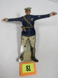 Rare Ca. 1930's Tin Litho Mecahanical Safety-first Policeman