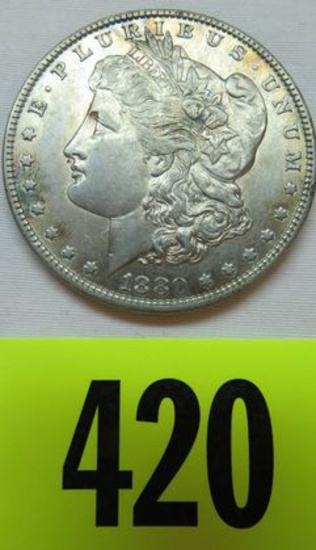 1880-o 8/7 Vam Ear W/ Reverse Gorge Morgan Silver Dollar
