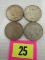 Lot (4) Us Peace Silver Dollars (90% Silver)