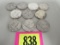 Lot (10) Mixed Date Us Franklin Half Dollars (90% Silver)