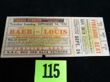 Authentic 1935 Joe Louis Vs. Max Baer Ticket Stub Yankee Stadium