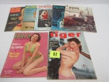 Lot (7) 1950's/60's Men's Pin-up Magazines Dude, Gala, Tiger+