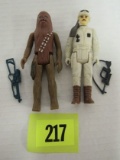 (2) Vintage 1980 Star Wars Esb Complete Figures Chewbacca, Rebel Commander
