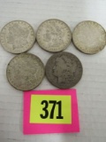Lot (5) Us Morgan Silver Dollars (90% Silver)