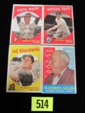 Lot (4) 1959 Topps Baseball Stars Whitey Ford, Early Wynn+