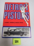 Rare 1965-66 Detroit Pistons Vs. St. Louis Hawks Basketball Program