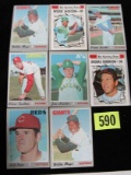 Lot (8) 1970 Topps Baseball Stars Mays, Rose, Banks+