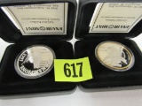 Lot (2) Detroit Red Wings 1oz. Pure Silver Stanley Cup Champs Rounds/ Coins