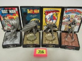 (4) Dc Comic Champions Pewter Statues Batman Robin Wonder Woman+