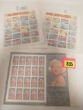 (3) Full Usps Stamp Sheets Comic Classics, Marilyn Monroe