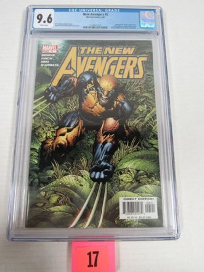 New Avengers #5 (2005) Awesome David Finch Wolverine Cover Cgc 9.6