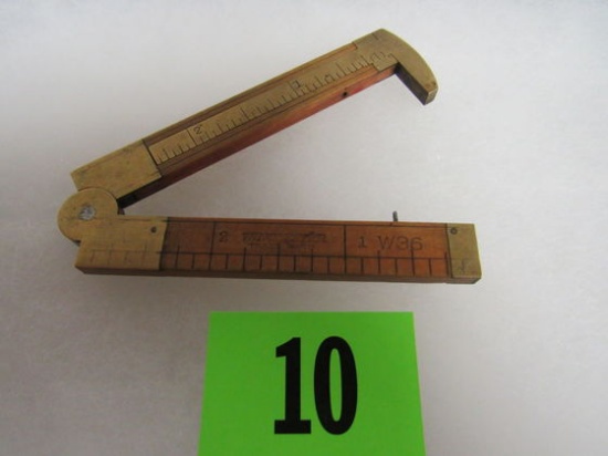Antique Winchester Boxwood & Brass 6" Folding Ruler W/36