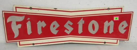 Vintage Firestone Tires Dbl Sided Steel Sign