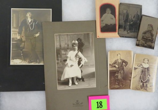 Grouping of Antique Tin Type and Cabinet Card Photos