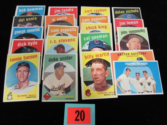 Lot (20) 1959 Topps Baseball Cards Nice