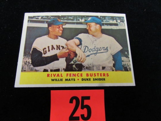 1958 Topps #436 Rival Fence Busters (mays/ Snider)