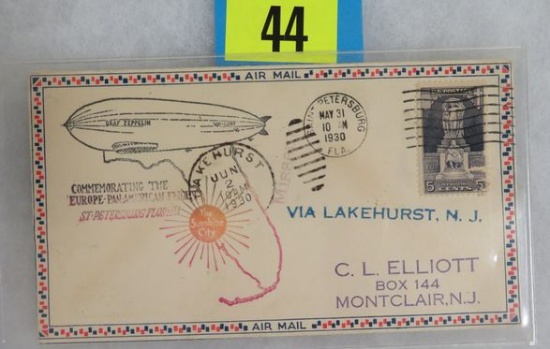 Rare 1930 Graff Zeppelin Envelope / 5 Cent Postage First Day Cover