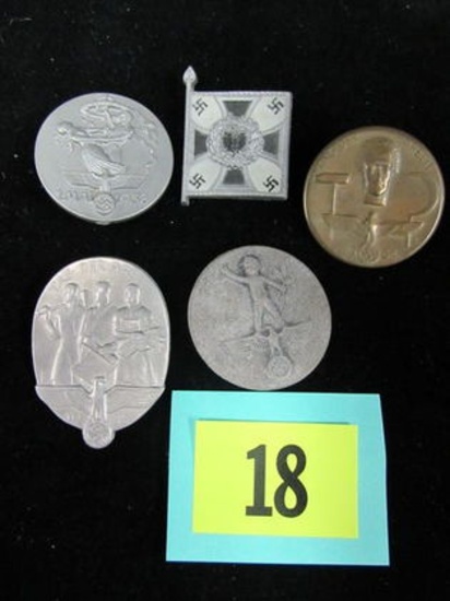 Lot (5) Wwii Original Nazi Tinnies/ Day Badges