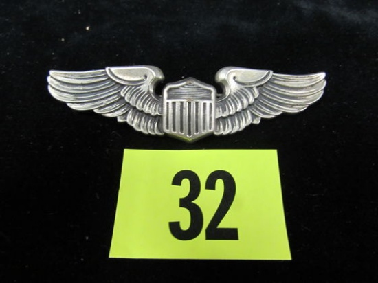Wwii Aaf Full Size Sterling Silver Pilot's Wings (n.S. Meyer- Maker Marked)