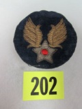 Wwii Theater Made Aaf Air Corps Bullion / Velvet Patch (with Snaps On Back)