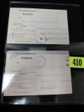 (2) Wwii Nazi Prisoner Of War Postcards Sent By Us Pow's From German Stalag