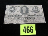 Civil War Confederate 1864 Csa Richmond 50 Cent Note