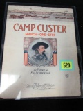 1908 Original Camp Custer March Sheet Music W/ Gen. George Custer Vignette