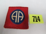 Wwii 82nd Airborne Division Patch (rare Green Back)