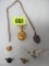 Grouping of WWII Era Sweetheart Jewelry and Pins Inc. Sterling Silver US Army Necklace