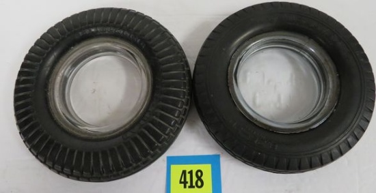 Lot of (2) Vintage Tire Advertising Ashtrays, Inc. Gislaved and Sieberling