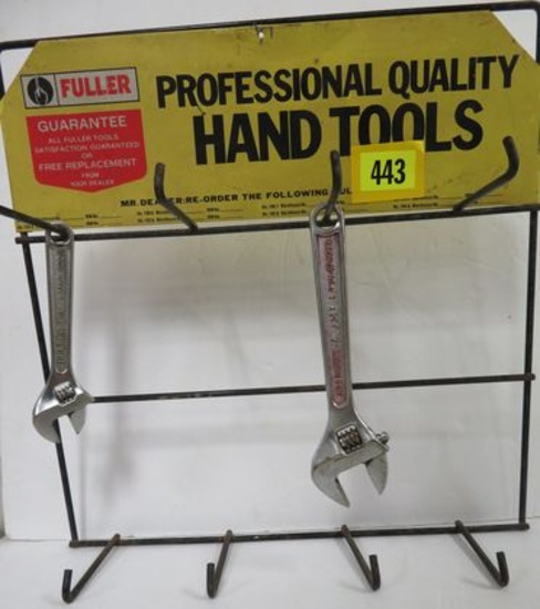 Vintage Fuller Hand Tools Dealership Display Rack w/ (2) Fuller Wrenches