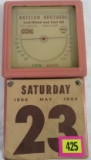 Vintage 1964 Bateson Brothers Shell Gas / Oil Service Station Thermometer -Calendar