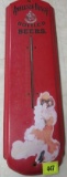 Antique Anheuser Busch Budweiser Girl Beer Advertising Metal Thermometer