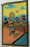 Rare 1950s Walt Disney Mickey & Minnie Playing Tennis Rug
