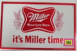 Vintage 1981 Miller Beer Embossed Metal Advertising Sign