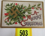 WWI Era Christmas Postcard w/ Embossed Swatika Design