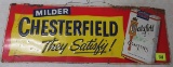 1950s Chesterfield Cigarettes Embossed Metal Advertising Sign