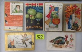 Lot of (6) Antique Halloween and Thanksgiving Postcards