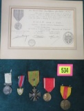 Original 1918 WWI French Military Award and Medals