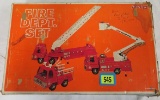 Vintage Buddy L Jr Pressed Steel Fire Dept. Set